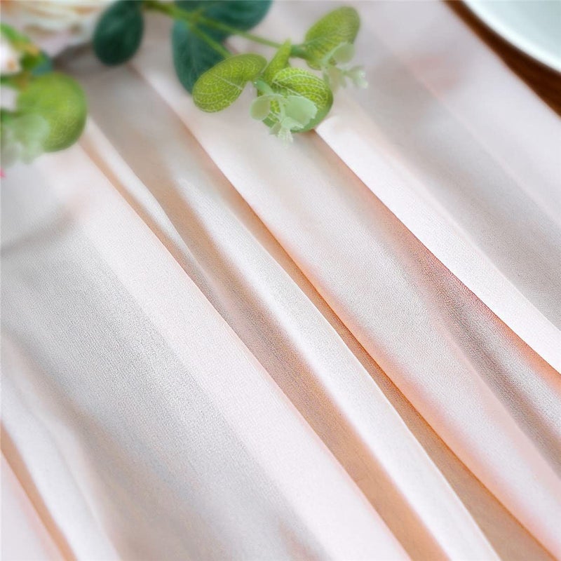 B.Cool Light Peach Chiffon Table Runner 2 Packs 27x120 Inches Fall Christmas Table Runners for Sheer Rustic Wedding Birthday Party Outdoor Bridal Baby Shower Decorations for Girl - Image 4